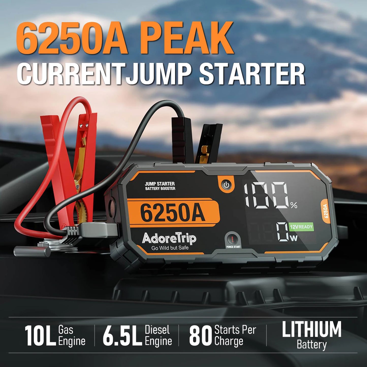 AdoreTrip 6250A Car Jump Starter Portable 12V Power Bank