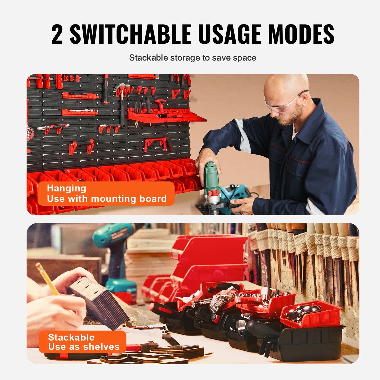 SucceBuy Wall Mounted Storage Bins Organizer Garage