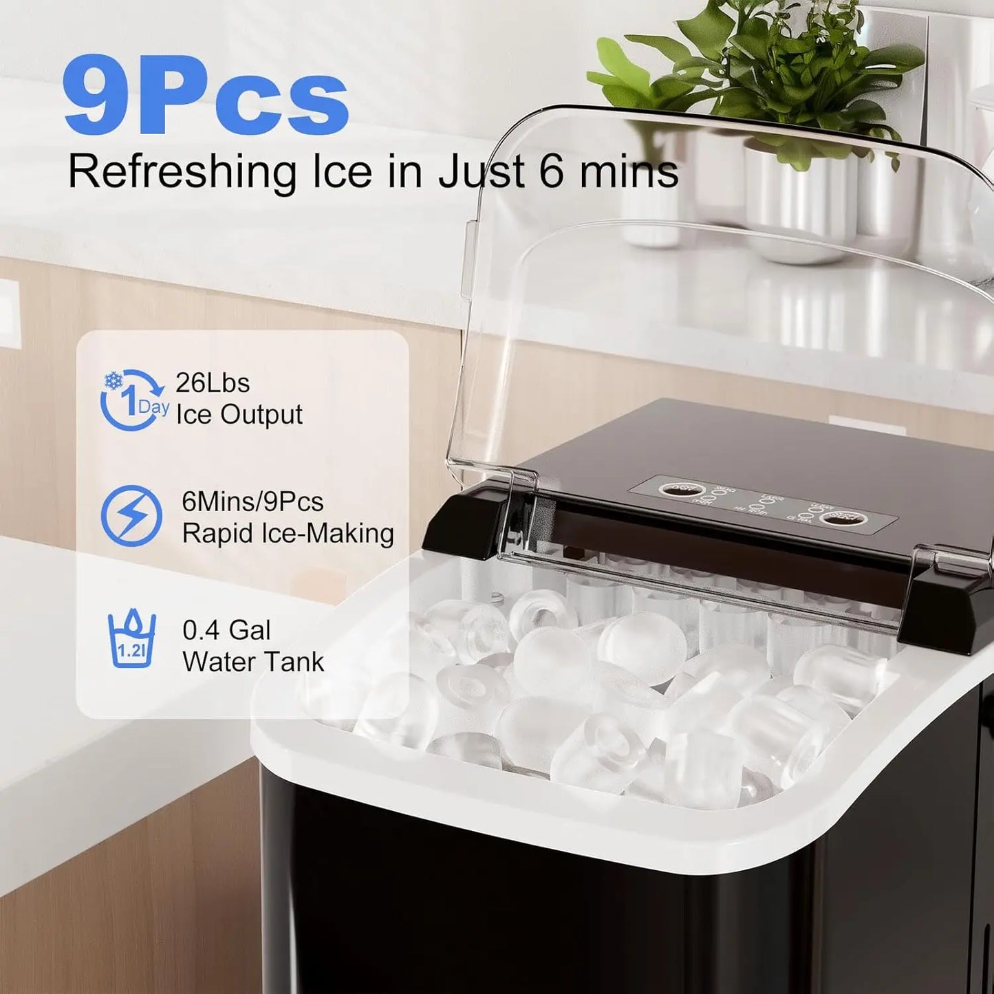 Portable Ice Maker For Home RV Camping Auto-Clean Efficient