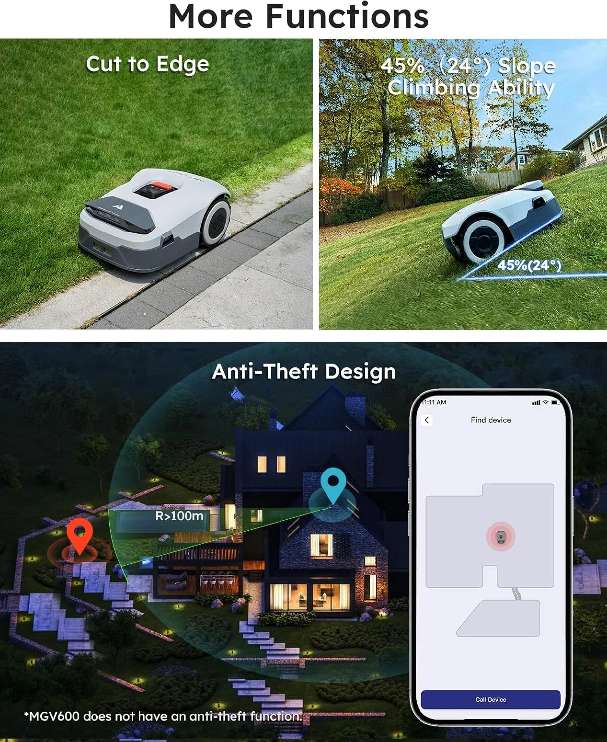 Anthbot Genie3000 AI Wireless Robotic Lawn Mower with Vision