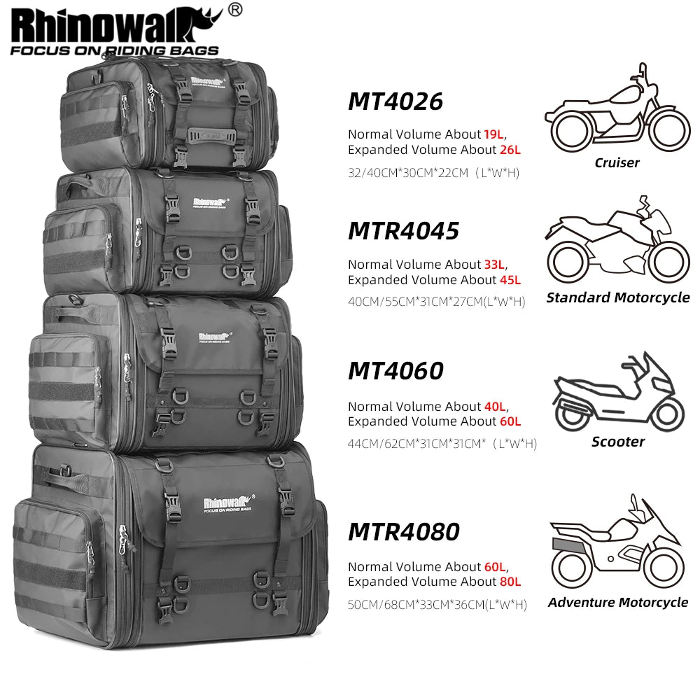 Rhinowalk Waterproof Motorcycle Travel Luggage Bag Expandable for Motorcycles