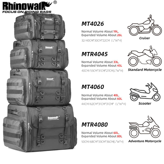 Rhinowalk Waterproof Motorcycle Travel Luggage Bag Expandable for Motorcycles