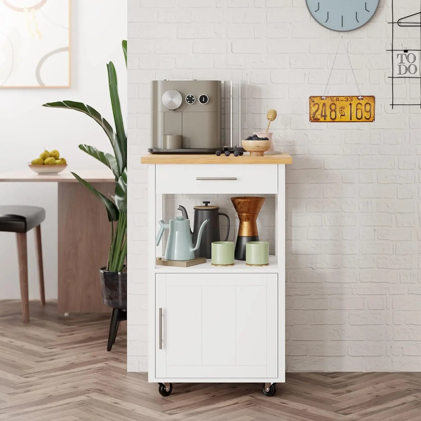 Mobile Kitchen Island Cart With Storage Wheels Cabinet And Drawer