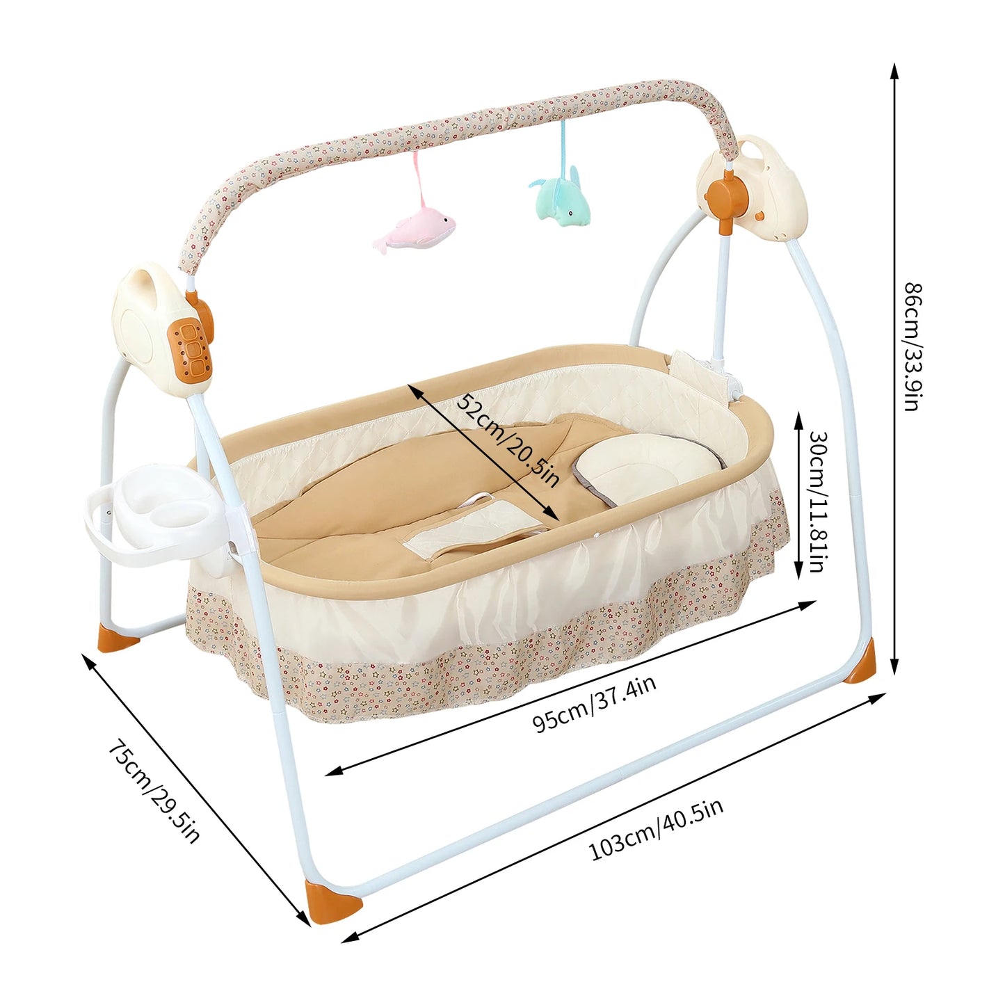 Foldable Electric Baby Cradle With Music Mosquito Net And Swing