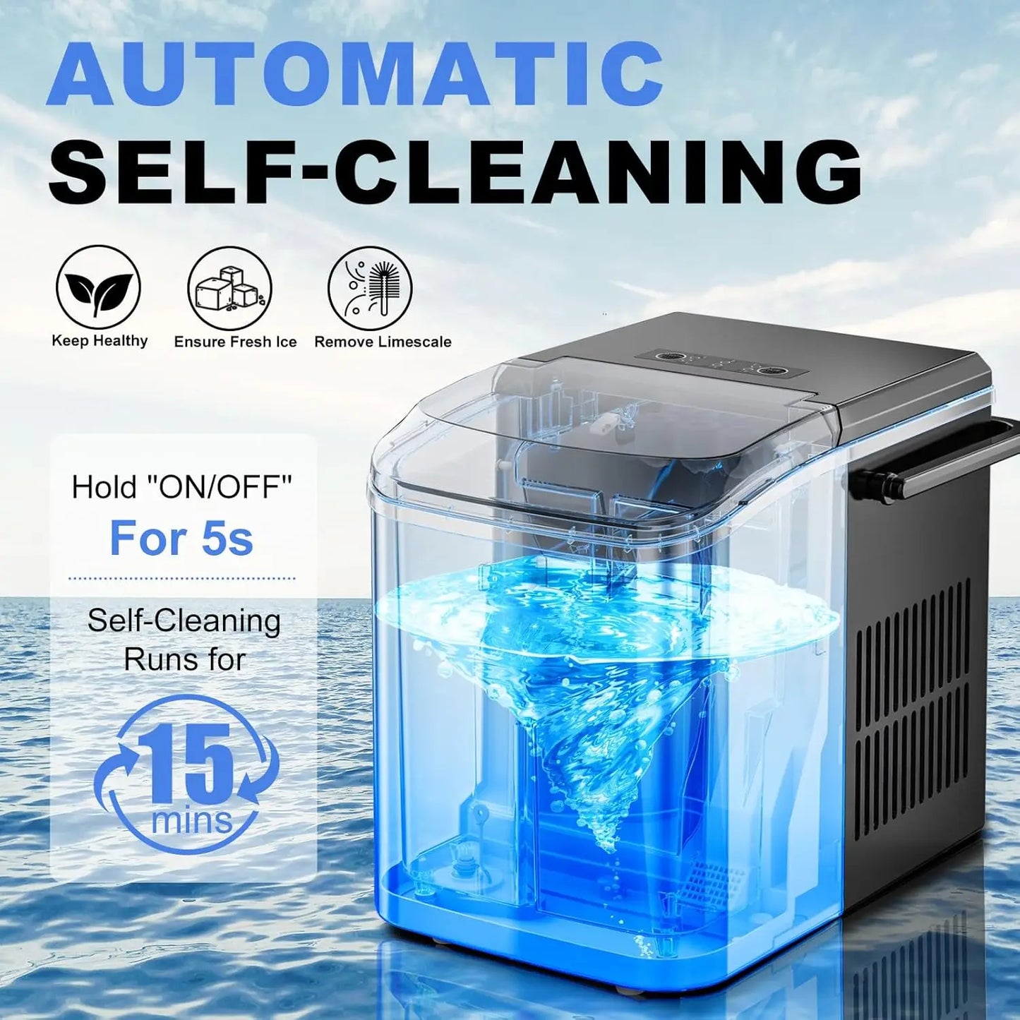Portable Ice Maker For Home RV Camping Auto-Clean Efficient