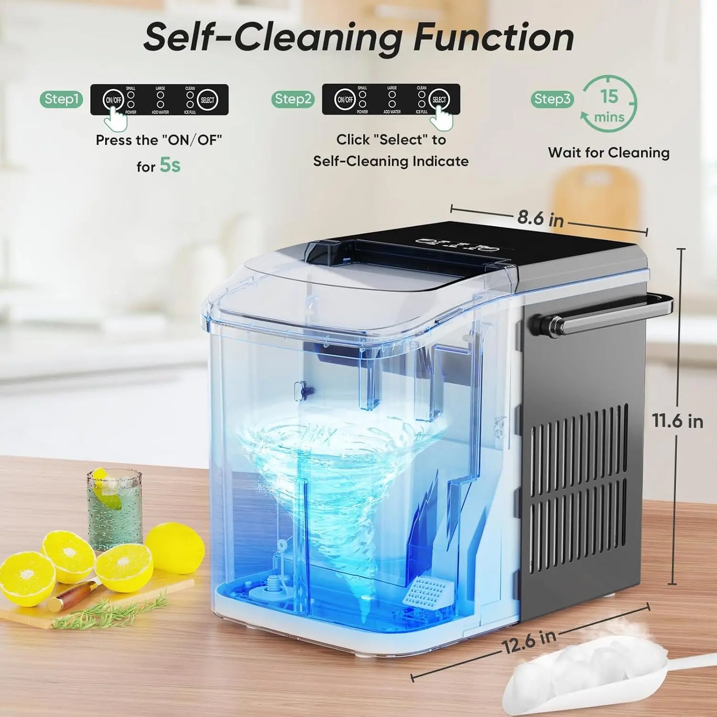 Portable Ice Maker SelfCleaning Quiet for Home Kitchen Travel