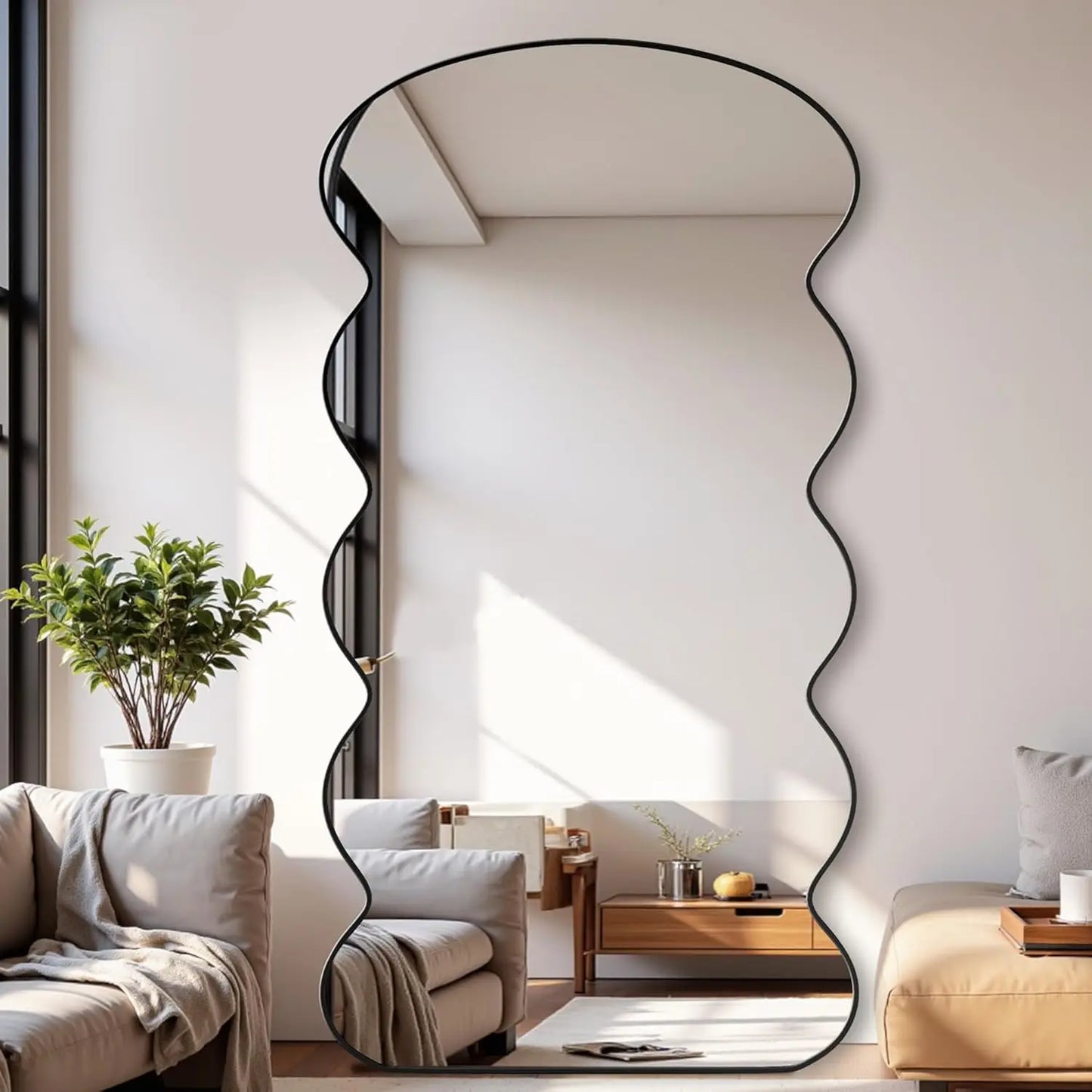 Wavy Mirror With Stand For Bedroom And Living Room