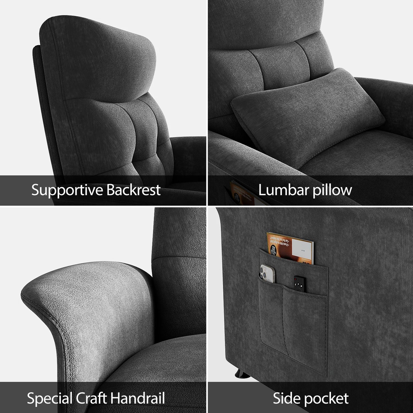 Power Recliner Chair With Heated Massage For Home Use