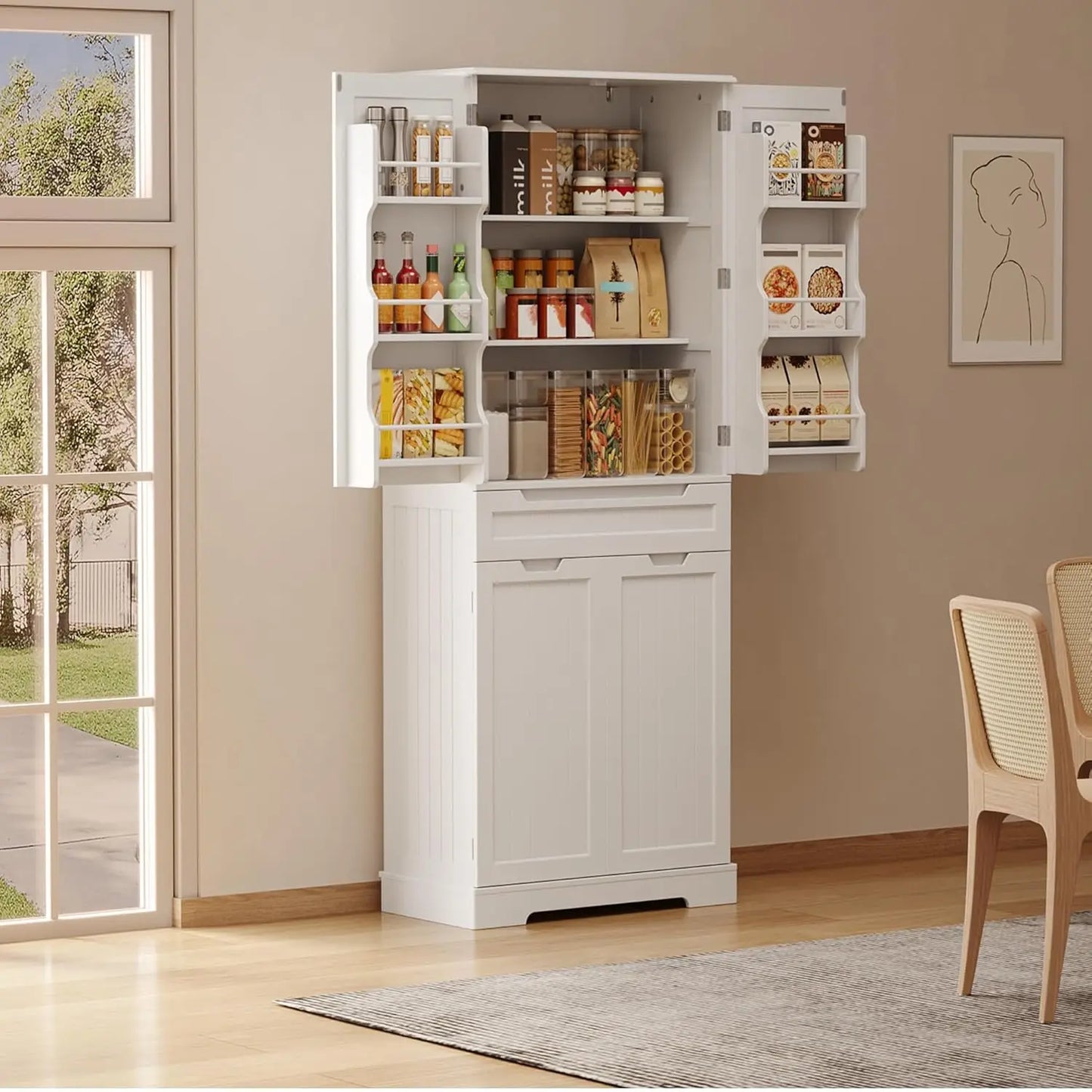 MOYU Kitchen Pantry Cabinet With Adjustable Shelves