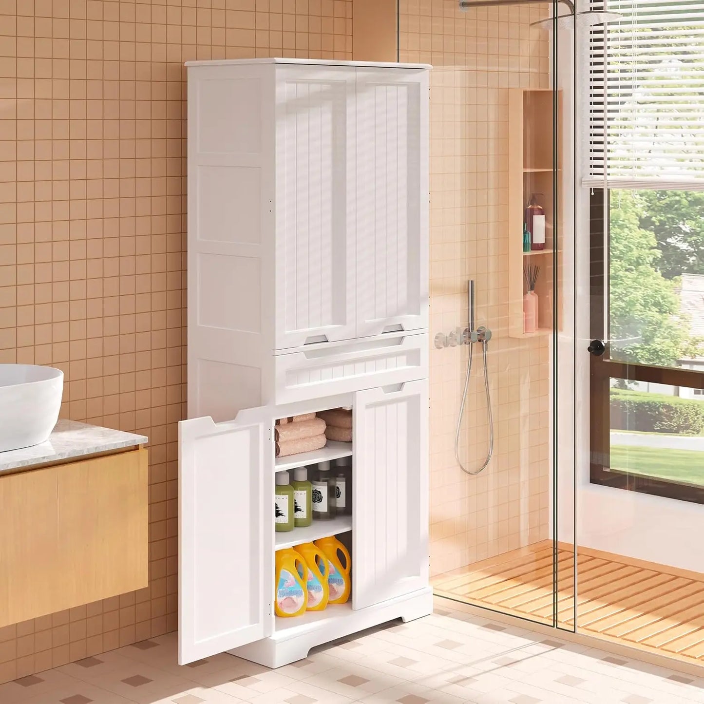 MOYU Kitchen Pantry Cabinet With Adjustable Shelves