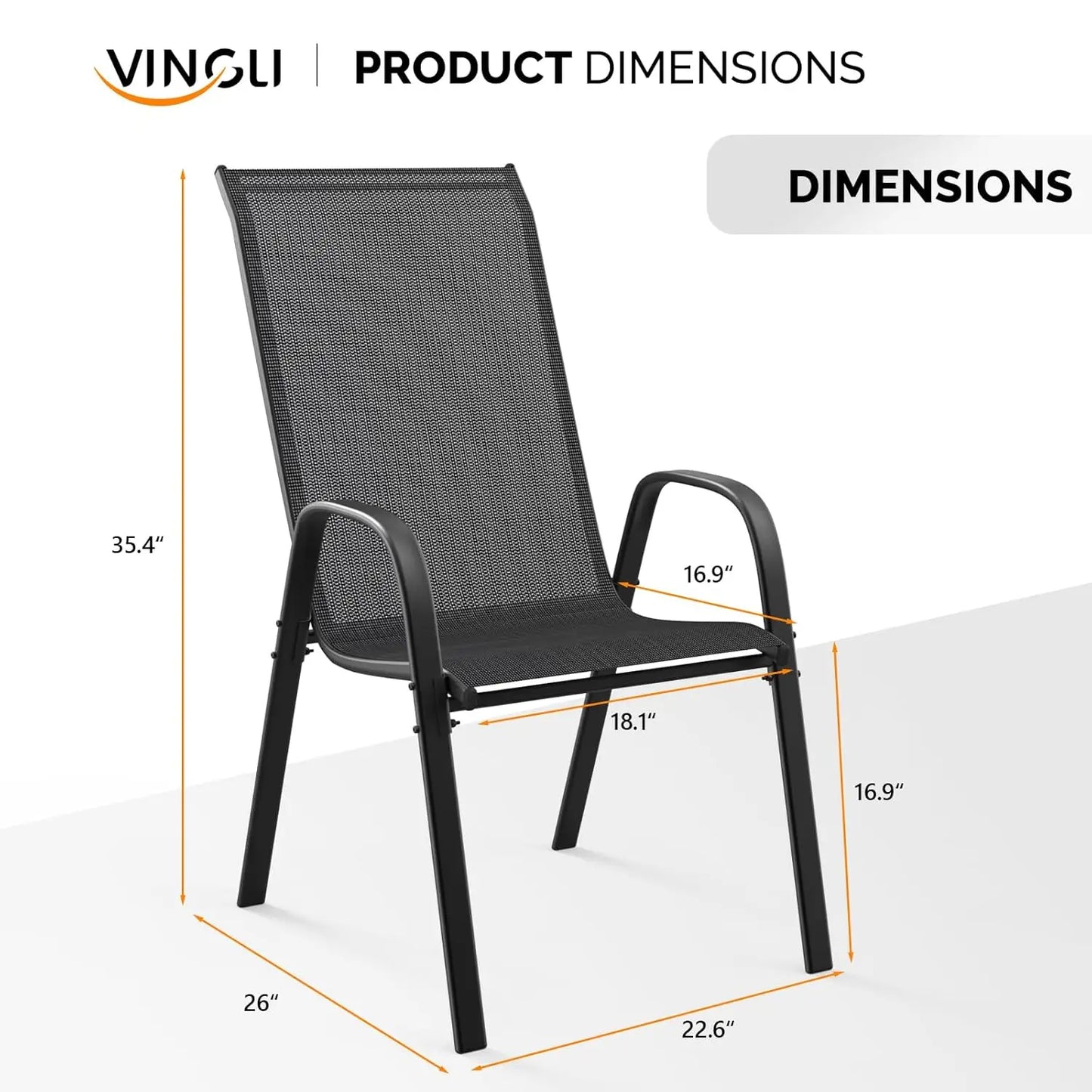 Stackable Patio Chairs Set Of 4 For Outdoor Dining