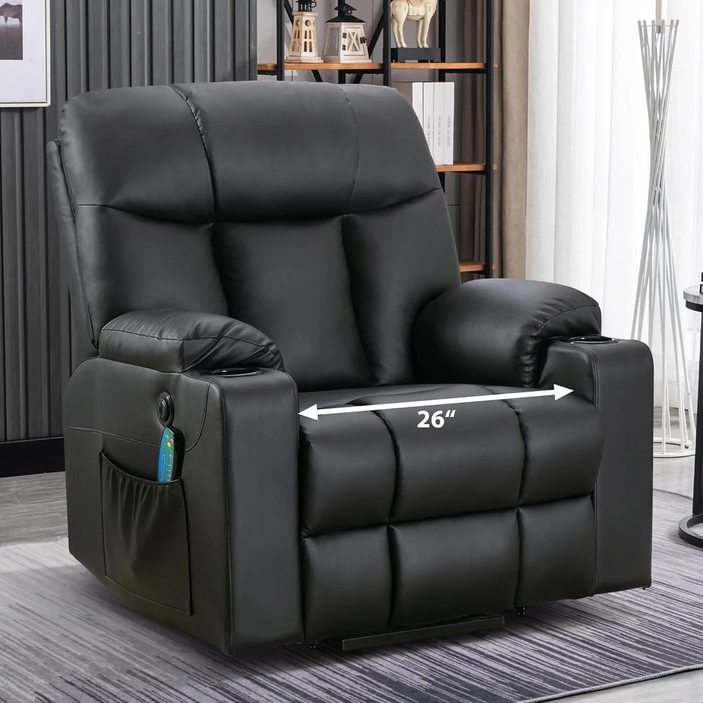 Power Lift Chair With Heat Massage USB Ports Faux Leather