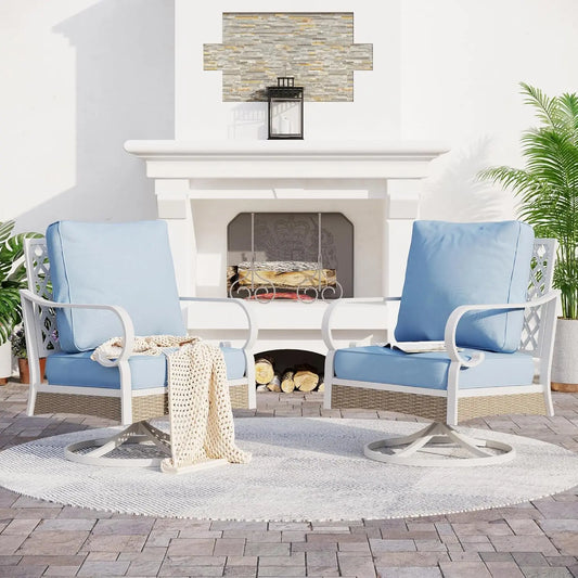 All Weather Metal Outdoor Patio Chairs 2-Piece Swivel Set