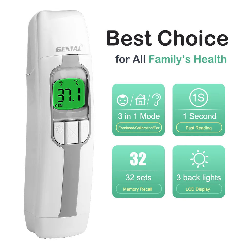 GENIAL Ear Thermometer For Adults And Kids Digital Fever Alarm