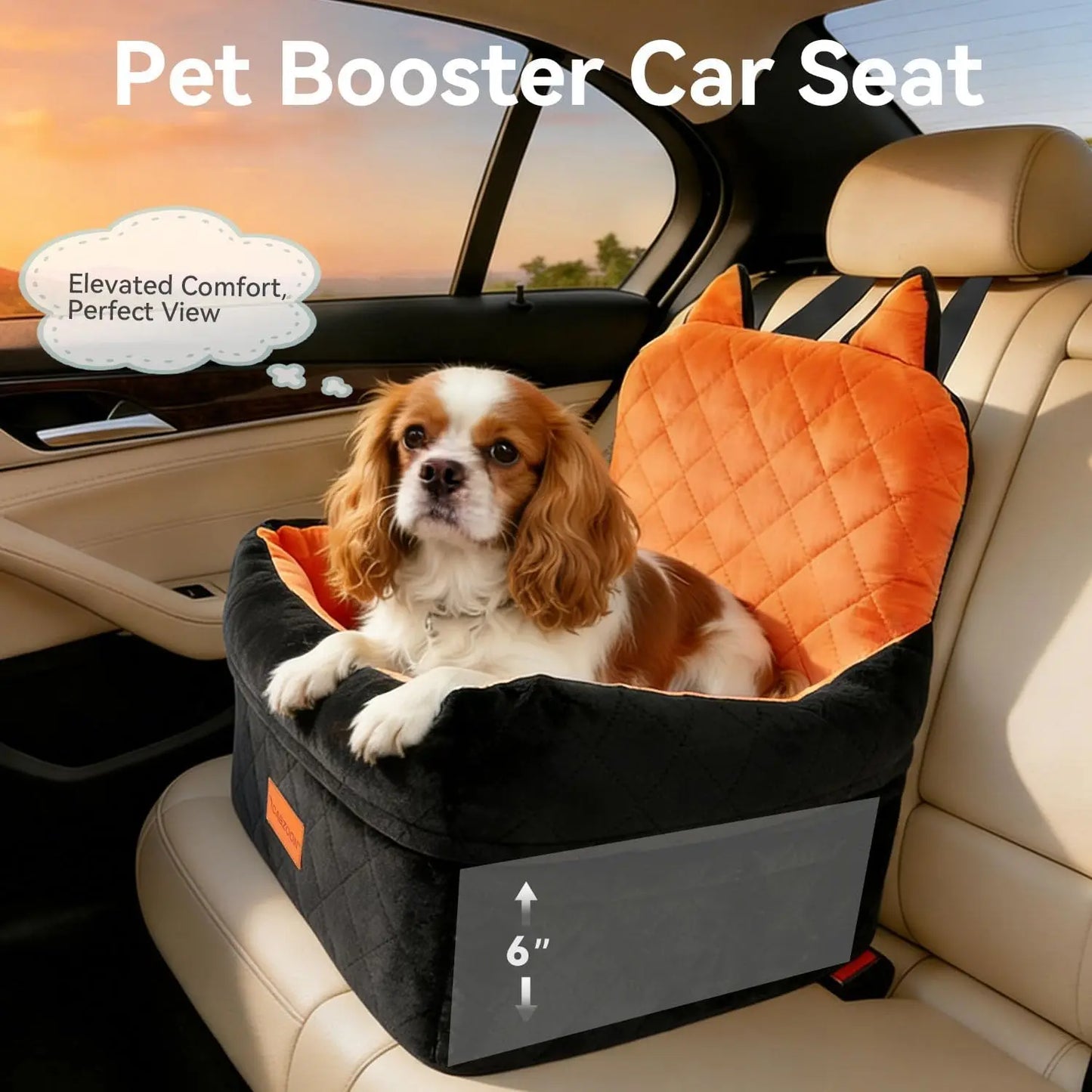 CABZOON Dog Car Seat With Elevated Cushion And Washable Cover