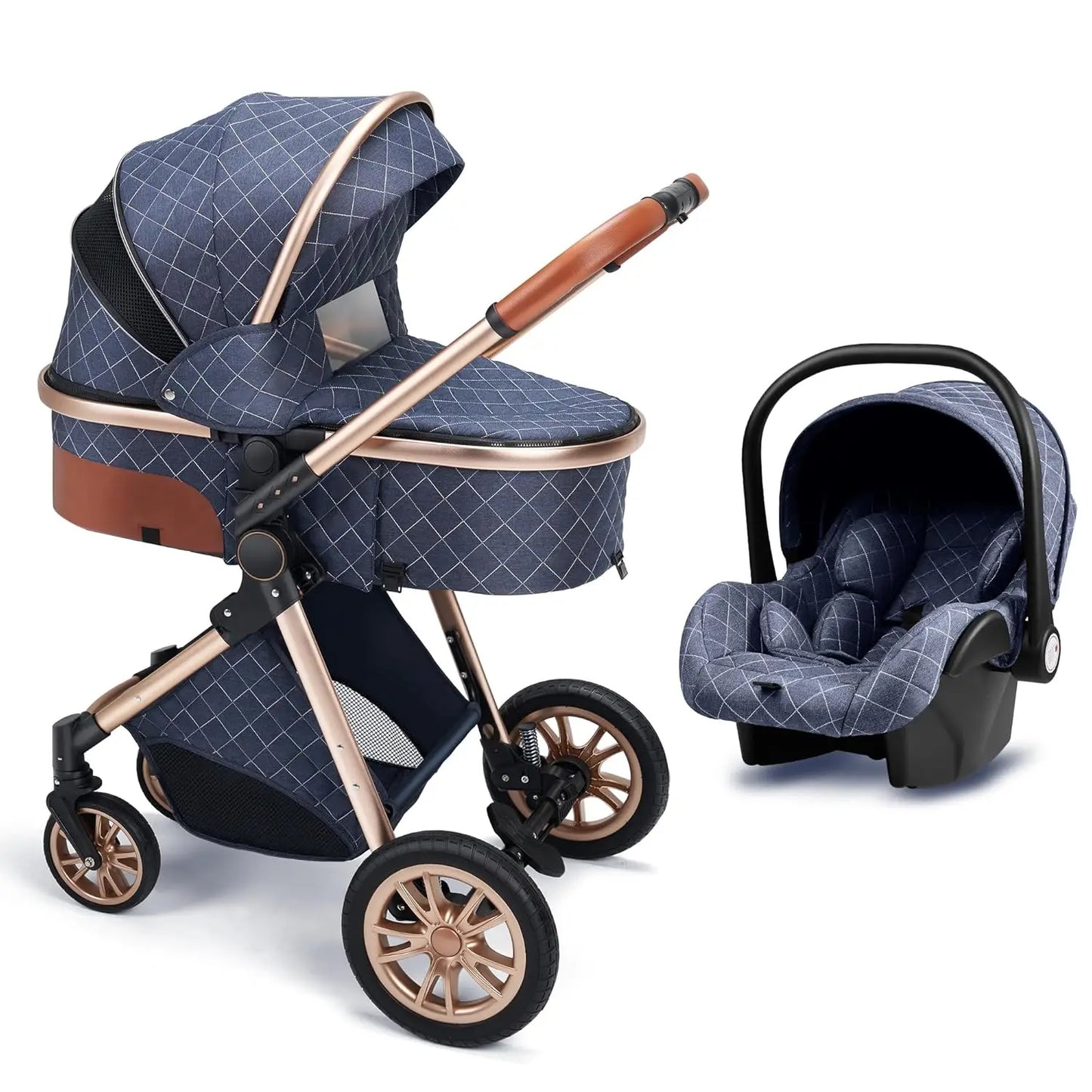 2 In 1 Baby Cradle Stroller Portable High View For 1-2 Years