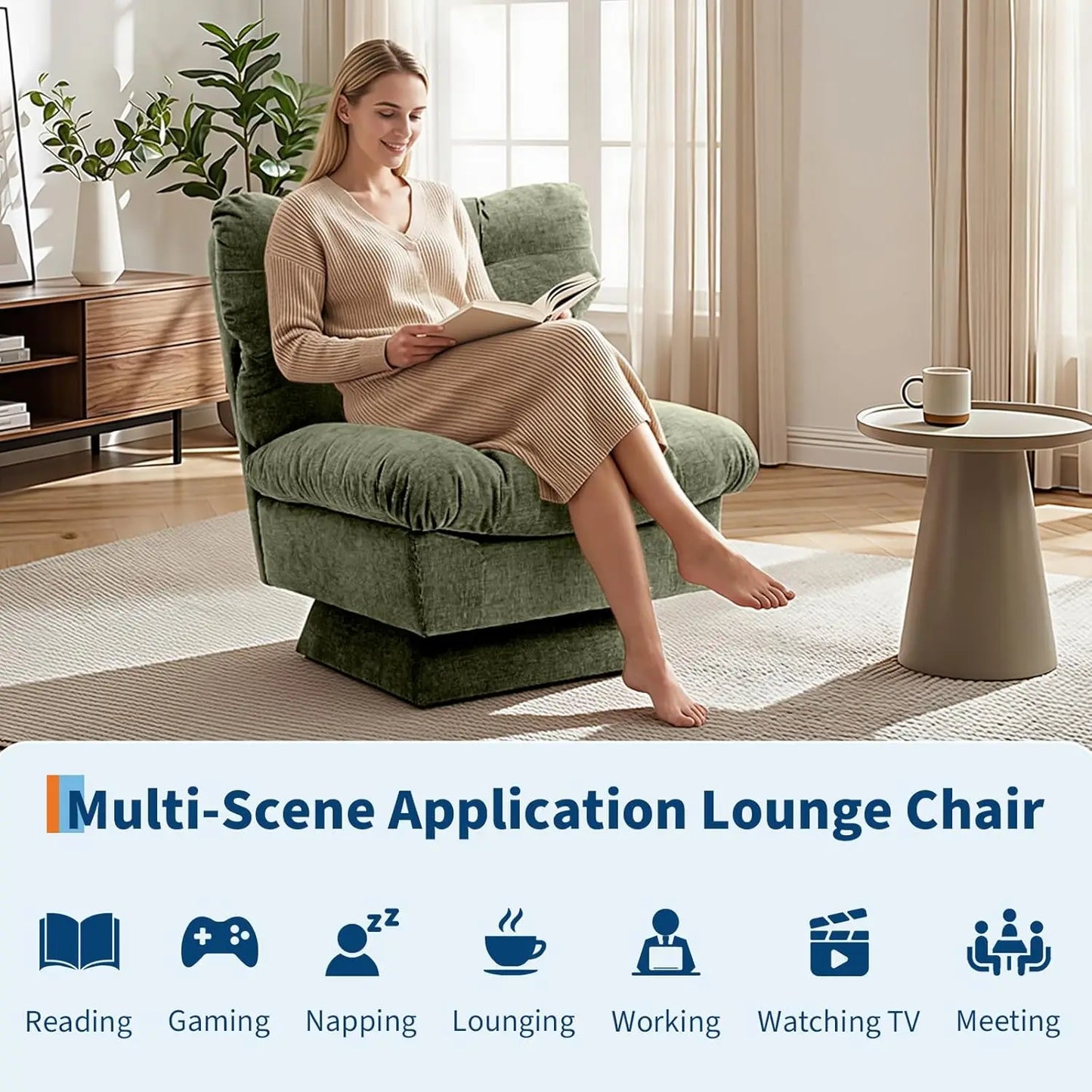 Chenille Swivel Accent Chair 360 Degree Comfort Modern Sofa Chair