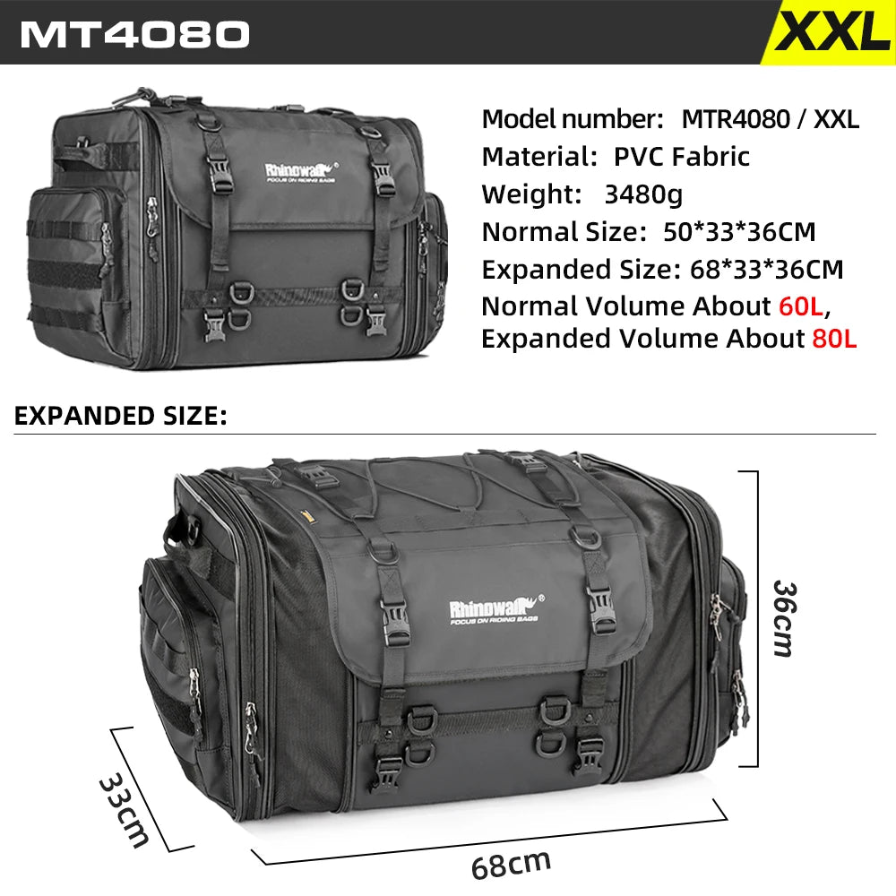 Rhinowalk Waterproof Motorcycle Travel Luggage Bag Expandable for Motorcycles