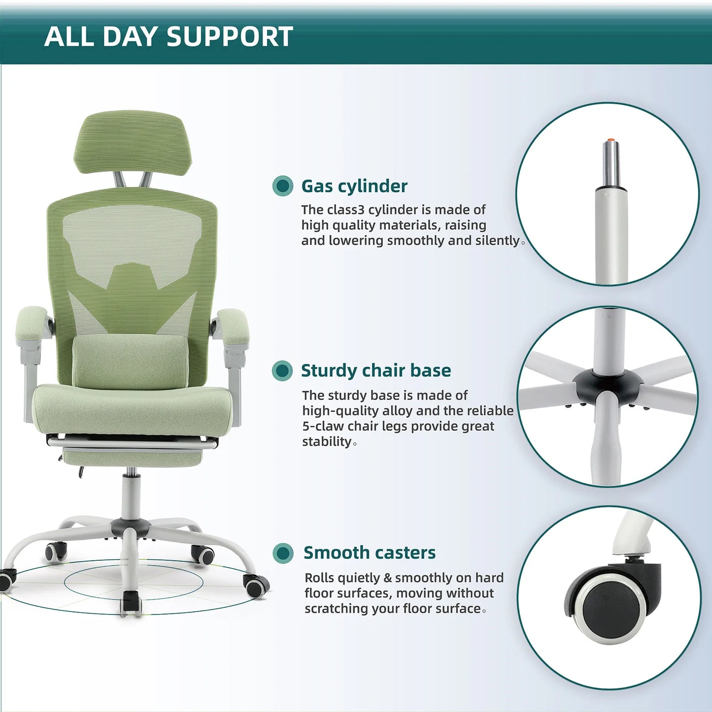 JHK Ergonomic Reclining Mesh Gaming Chair with Lumbar Support