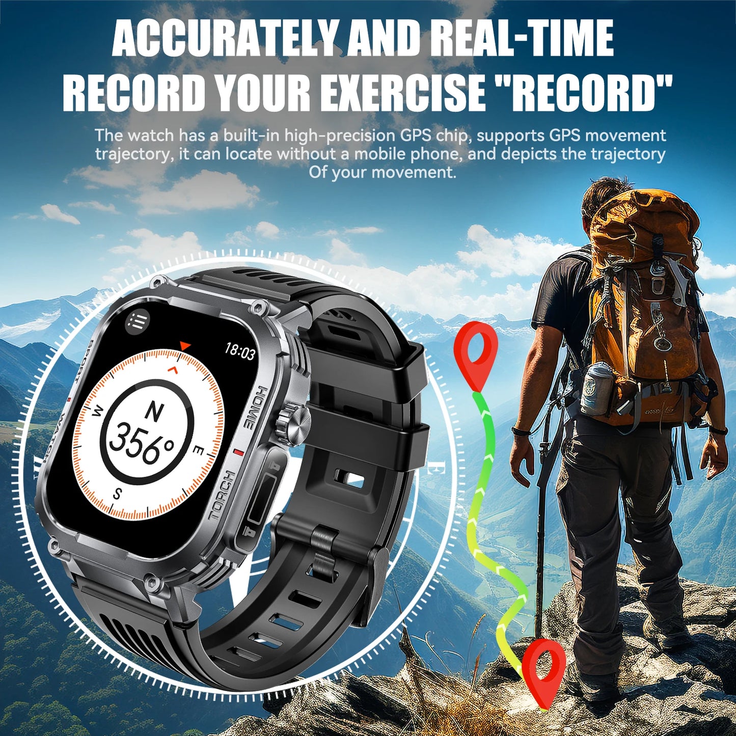 EIGIIS Smartwatch Men 3ATM Waterproof Fitness Tracker With Heart Rate
