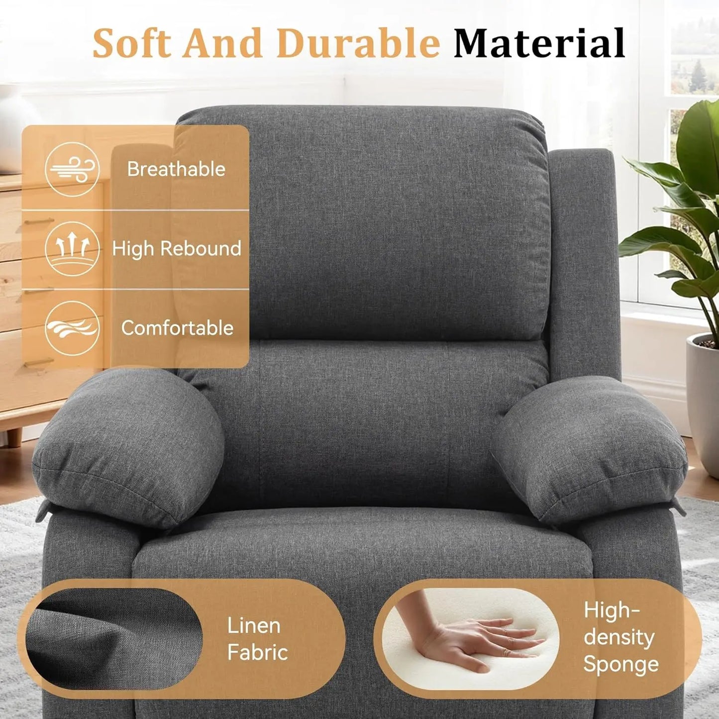 360 Swivel Rocker Recliner Chair For Small Spaces Upholstered Comfort