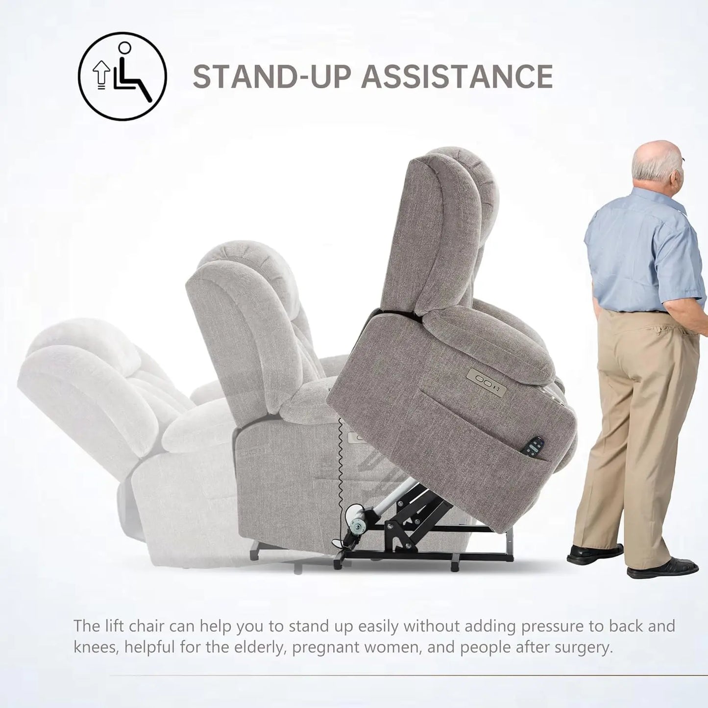 Power Lift Chair With Massage And Heat Electric Recliner