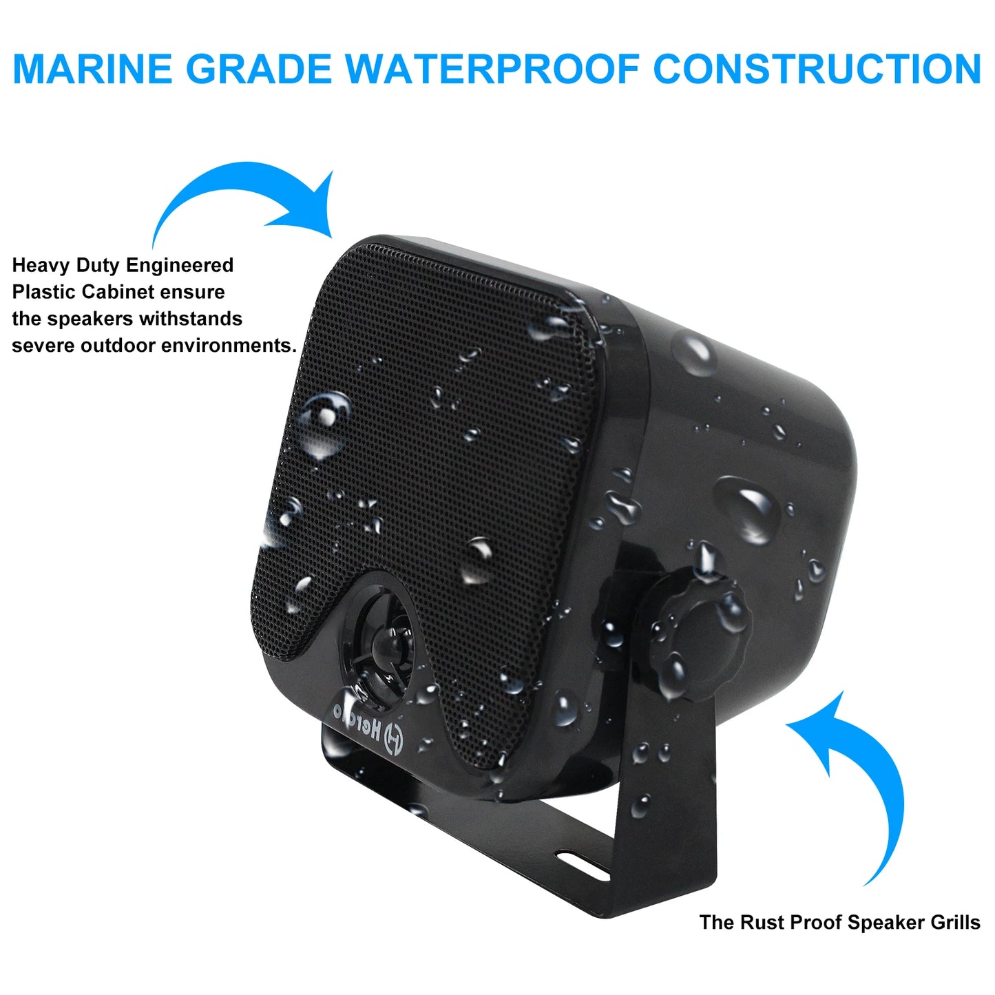 Herdio Waterproof Marine Bluetooth Speaker 100W Heavy Duty Surface Mounted