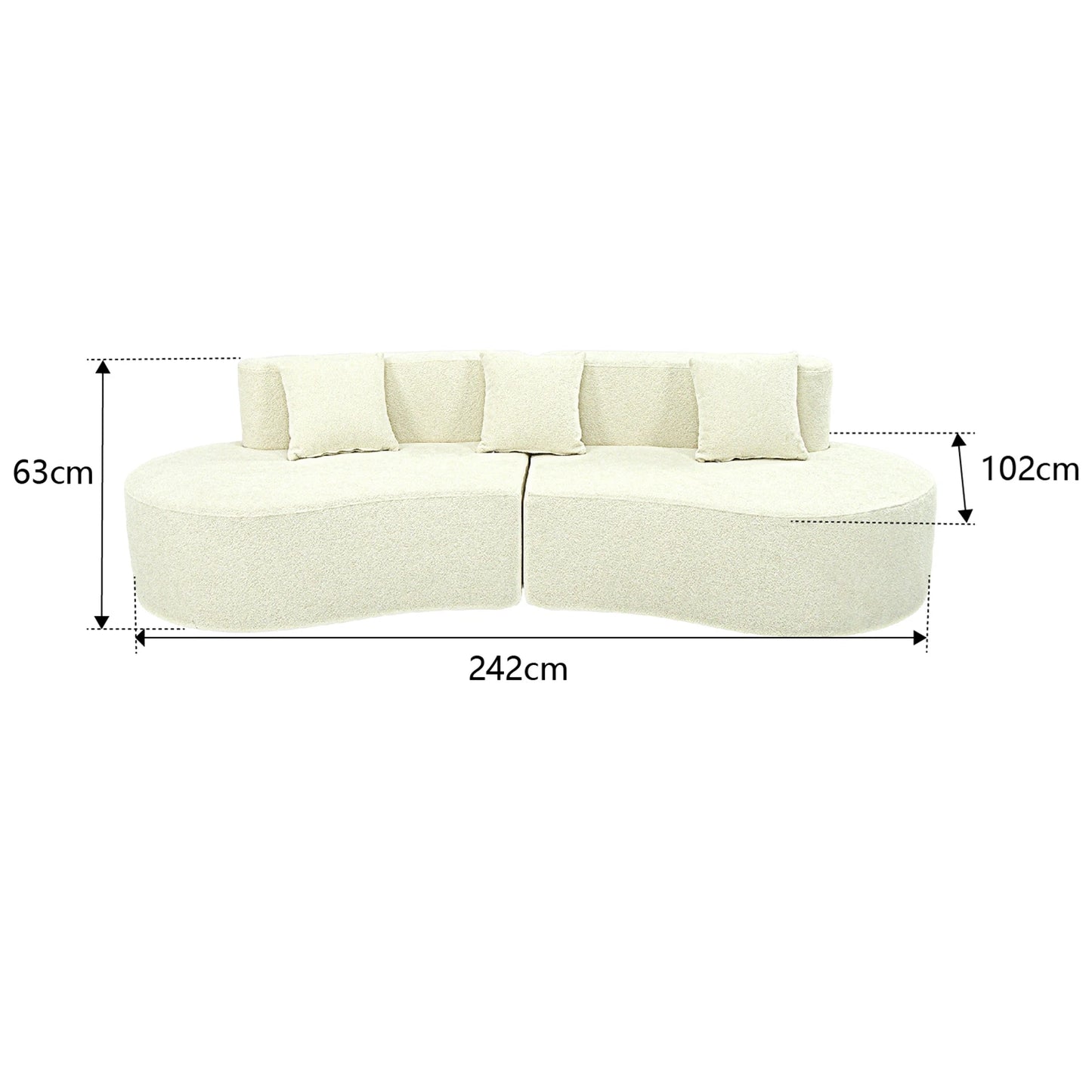 iKayaa Modern Curved 4 Seat Modular Sofa For Living Room