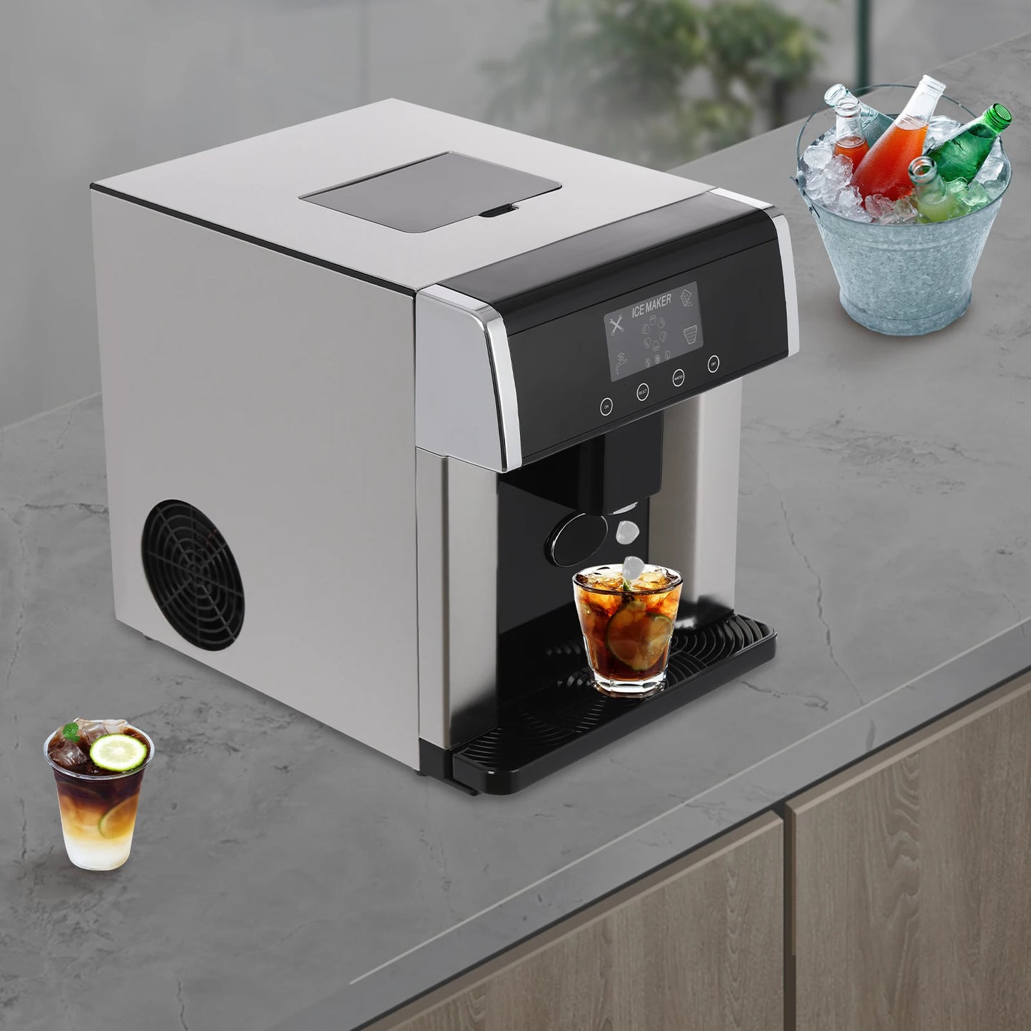 Bymaocar 2-In-1 Touch Screen Ice Maker And Cold Water Dispenser