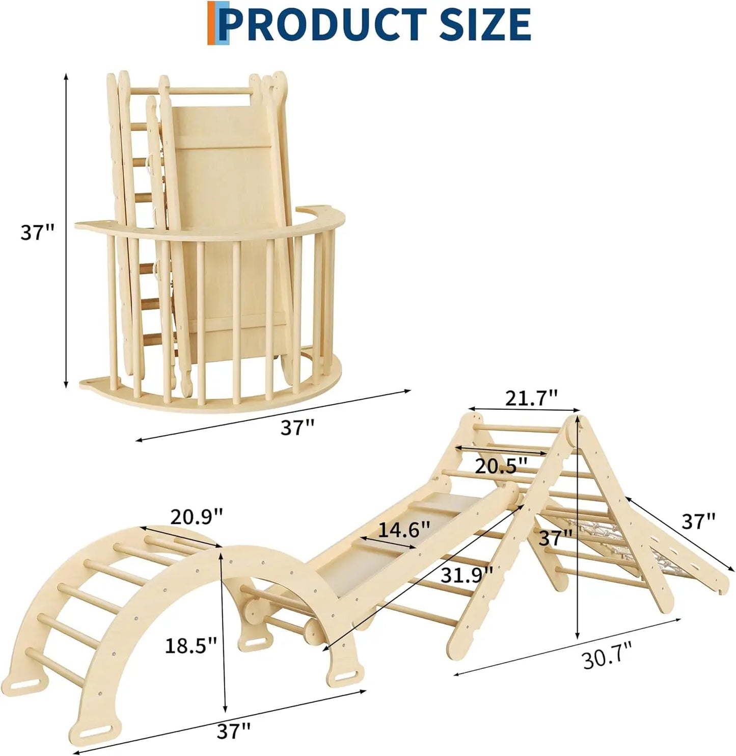 TWISTER.CKCN Collapsible Wooden Climbing Triangle Set for Toddlers